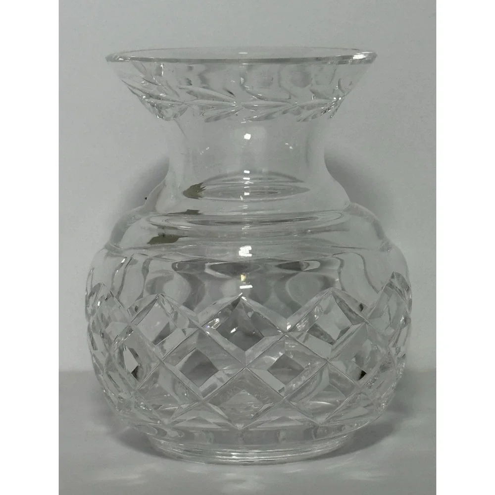 Vintage Waterford Alana Crystal Bud Vase Signed Original Sticker 3.75